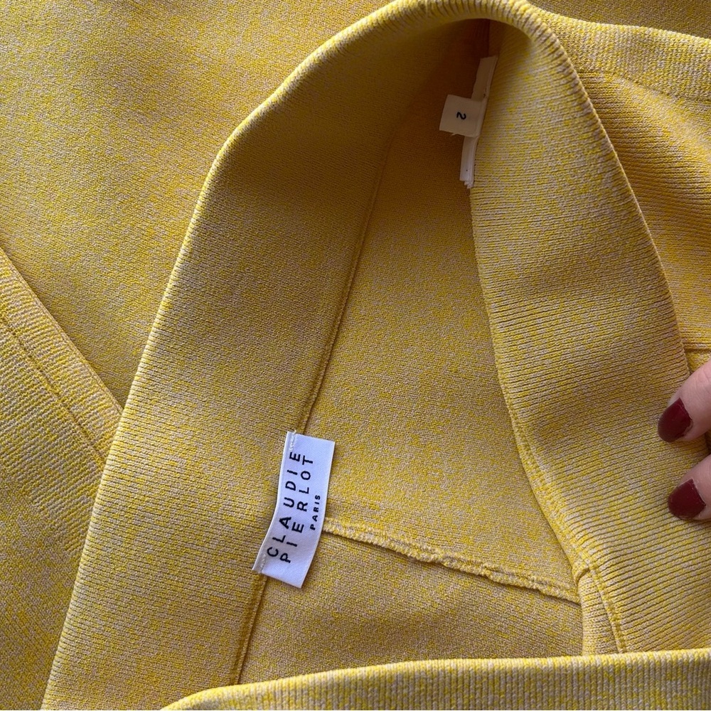 Claudie Pierlot Women's Geometric Pant Suit Yellow Multicolor Size 2 - Picture 9 of 10